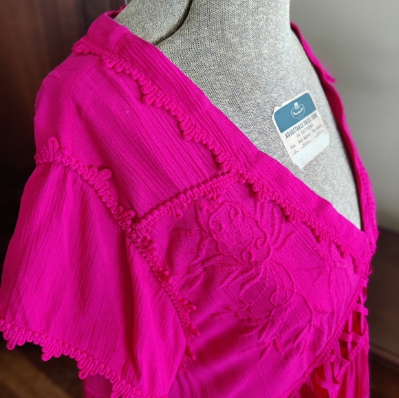 Free People Marissa Pink Mini Dress Women's Size L - Picture 11 of 14